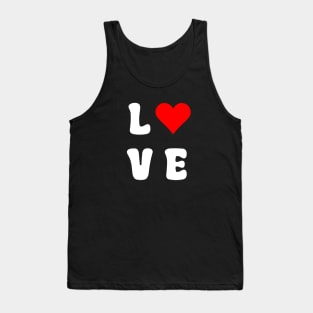 Love Red Heart White Tank Top